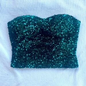 Zara Sequin Strapless Crop